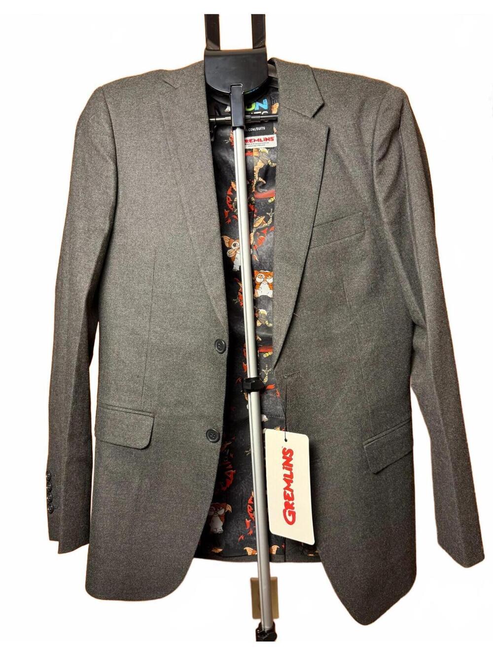 New NWT Gremlins Blazer Coat Gizmo Jacket sz 38R Horror 80s Gray